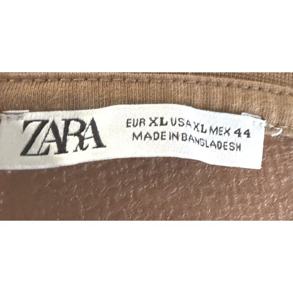 Zara Mens XL T Shirt Brown Crew Neck Short Sleeve Casual Basic Top - Picture 2 of 5